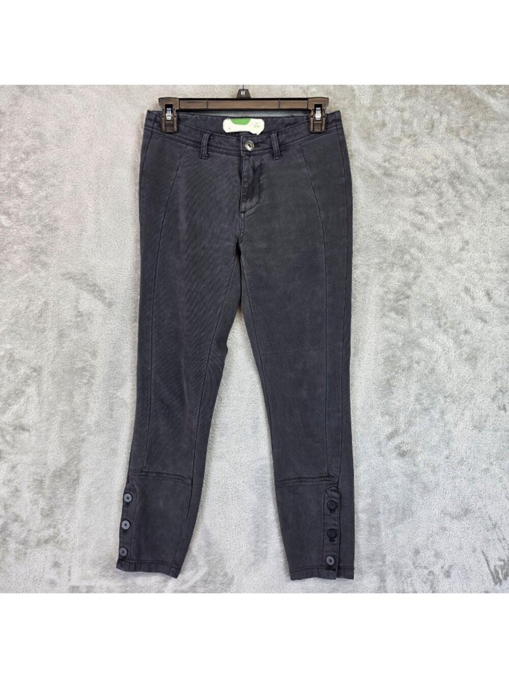 Anthropologie Chino Pants Womens 25P Gray Twill Skinny Ankle Button Hem Stretch